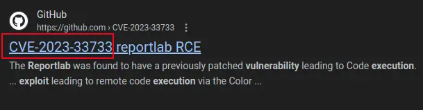 CVE-2023-33733 ReportLab RCE vulnerability information
